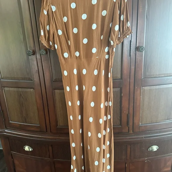 A New Day Brown Puff Sleeve Wrap Maxi Dress - Picture 4 of 4